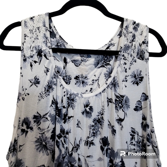 CROFT & BARROW 1X Floral Blue White Pajama Dress Sleeveless Midi  Rayon Blend - Picture 3 of 5